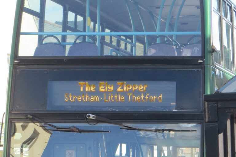 The Ely Zipper is a circular line with 28 stops departing from Market Street, Ely